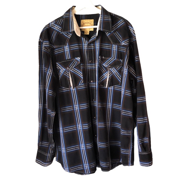 COWBOY COLLECTION Western Men’s Plaid Long Sleeve Shirt Size XXL Cotton … - Picture 4 of 13